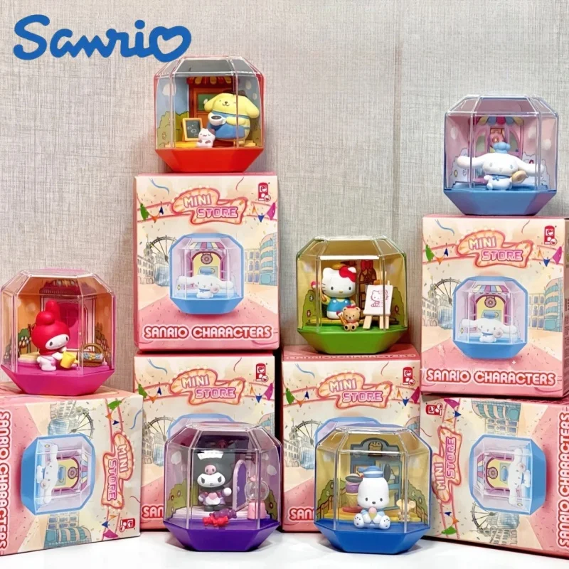 Hot Genuine Sanrio Mini Store Series Kuromi Trendy Toy Figure Pochacco Ornament Collection Model Hello Kitty Girl Toys Gifts