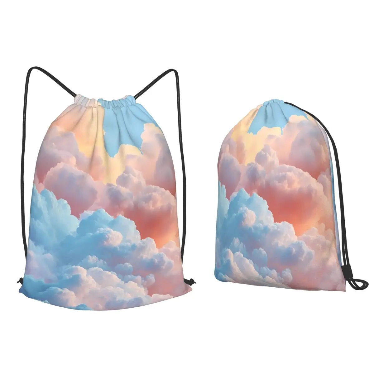 Pastel Sunset Clouds Dreamy Sky Aesthetic Backpacks Fashion Drawstring Bundle Pocket Sports Bag Book Bags for Travel School