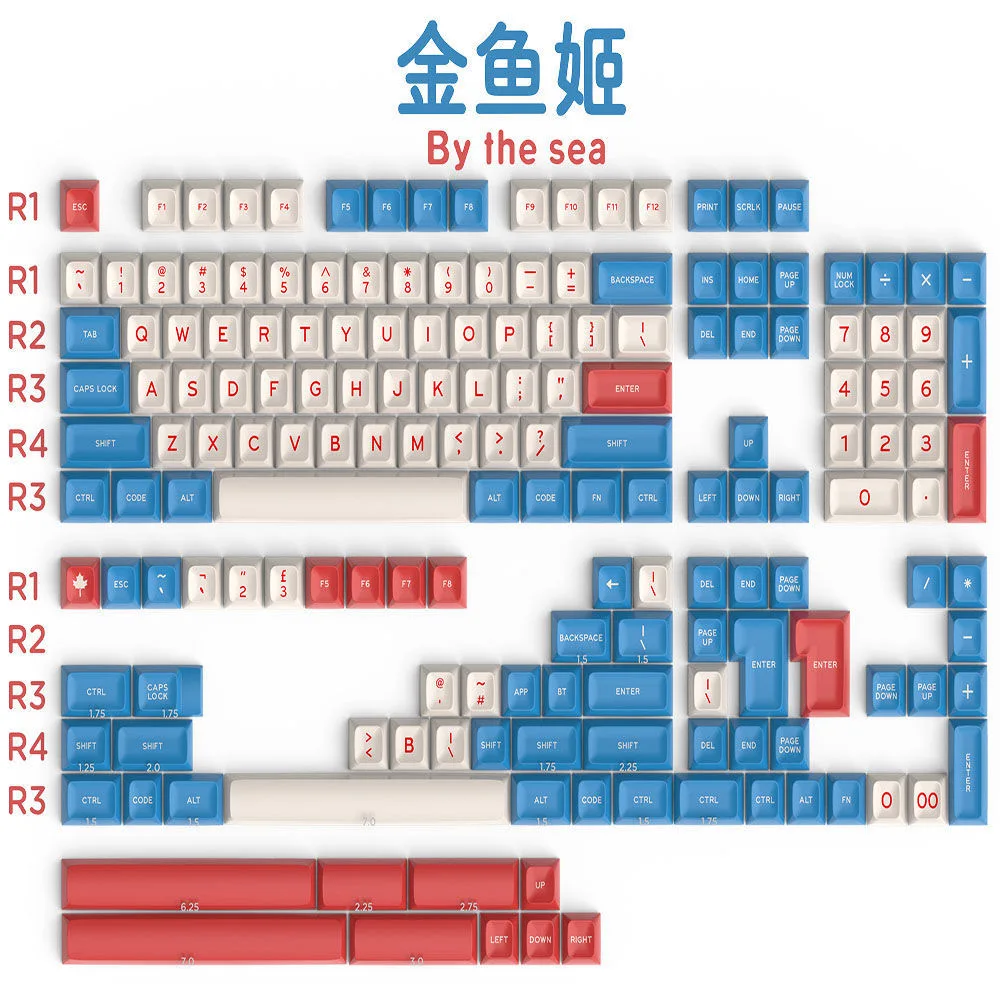 172 Keys By The Sea Keycap SA Profile ABS Double Shot Personality Key Caps GMK Clone Sets For Gateron Cherry Mx Switch Keyboard