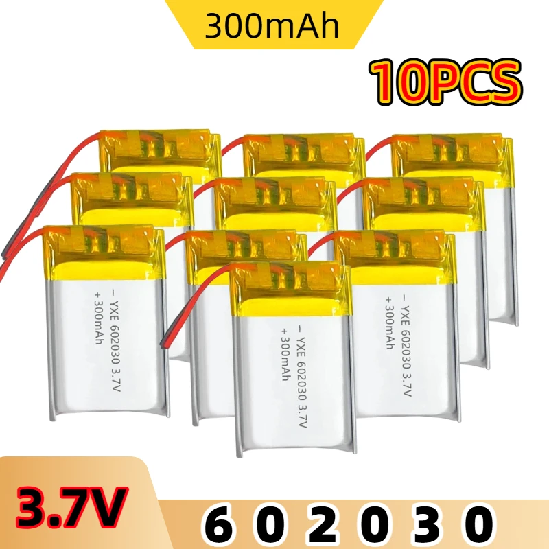 602030 300mAh Lithium Rechargeable Battery 3.7V Li-ion Polymer Battery PH2.0 Plug Bluetooth Headset Speaker Monitor Self-Timer