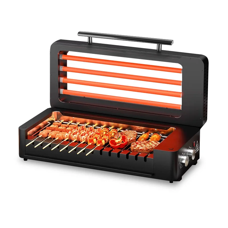 Electric Automatic Rotating Barbecue Rack, SK-P1401 Barbecue Grill with Dual Temperature Control, Smokeless Skewer Grill
