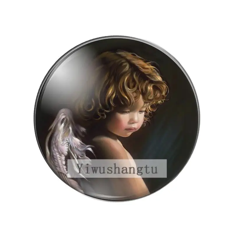 Cute angel love peace and good luck 10mm/12mm/18mm/20mm/25mm Round photo glass cabochon demo flat back Making findings ZB0543