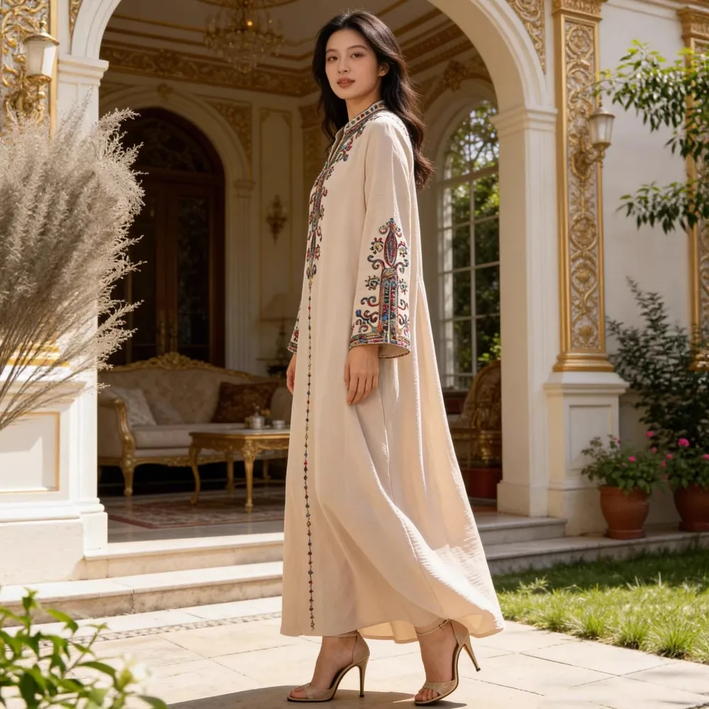 Muslim Abaya for Women Party Dresses Embroidery Long Robe Eid Ramadan Dubai Abayas Kaftan Arab Jalabiya Modest Vestidos Morocco