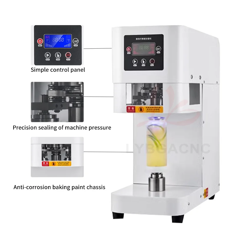 Fully Automatic Can Sealing Machine Lifting Can Sealer Non-Rotary for Food and Beverage Milk Tea Cake Coffee Beer Can Seal