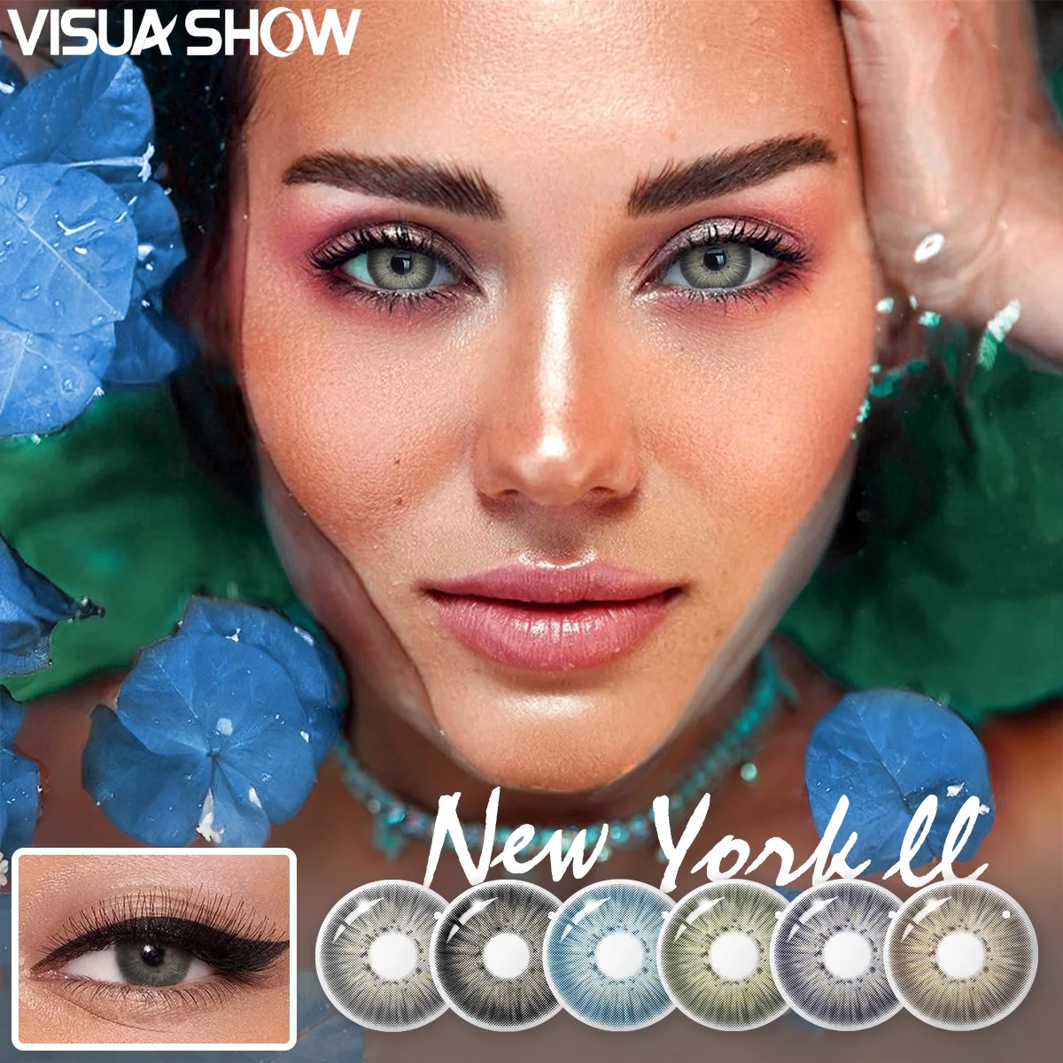 VISUASHOW Natural Colored Contact Lenses 2pcs Yearly Disposal Myopia Prescription Eye Color Contacts for Daily Makeup Cosmetics