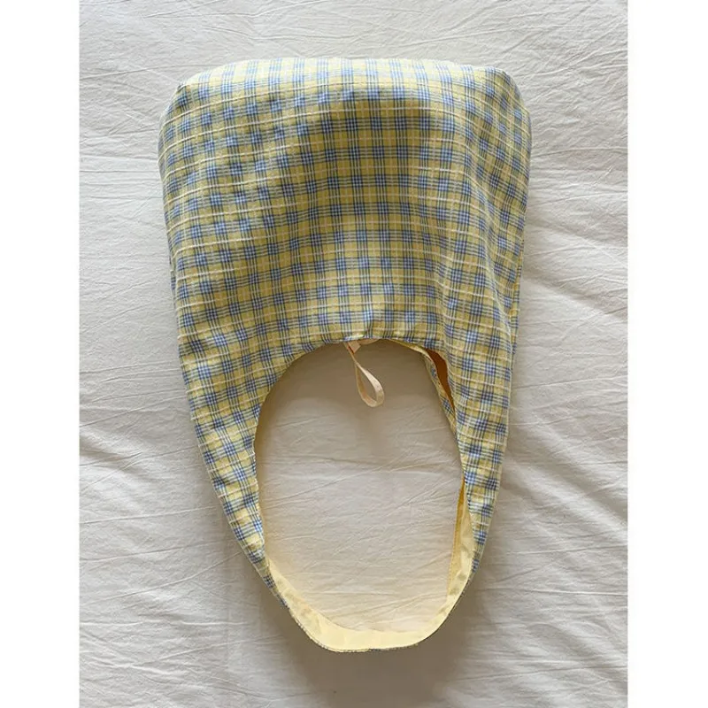 

Casual Drawstring Canvas Bag Lightweight Slouchy Tote Minimalist Gingham Shoulder Purse Women Large Capacity Fabric Handbag