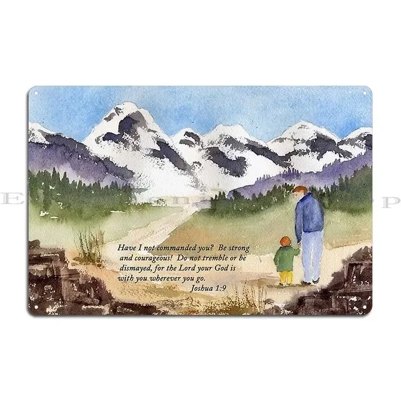 Courage Joshua 1 9 Metal Plaque Poster Personalized Club Wall Decor Wall Decor Designing Tin Sign Poster