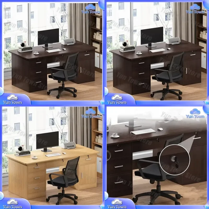 for 2026 desktop home computer desk office desk and chair set simple modern staff single office table with drawers ergonomic