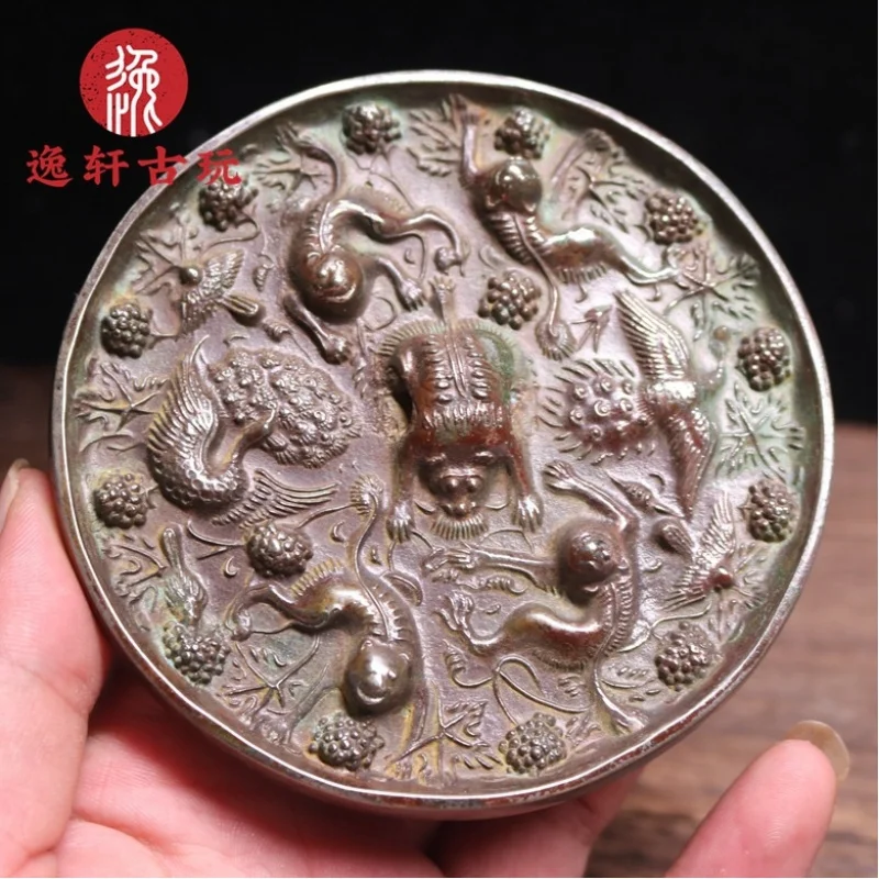 Exquisite Sea Creature Grape , Han Dynasty Replica, Bronze Mirror for Collection and Home Decoration