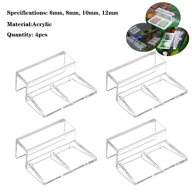 6mm/8mm/10mm/12mm 4 stücke Aquarium Acryl Clips Aquarium Deckel Abdeckung unterstützung Halter Halterung Clamp Ständer Aquarium Versorgung – Detail 1