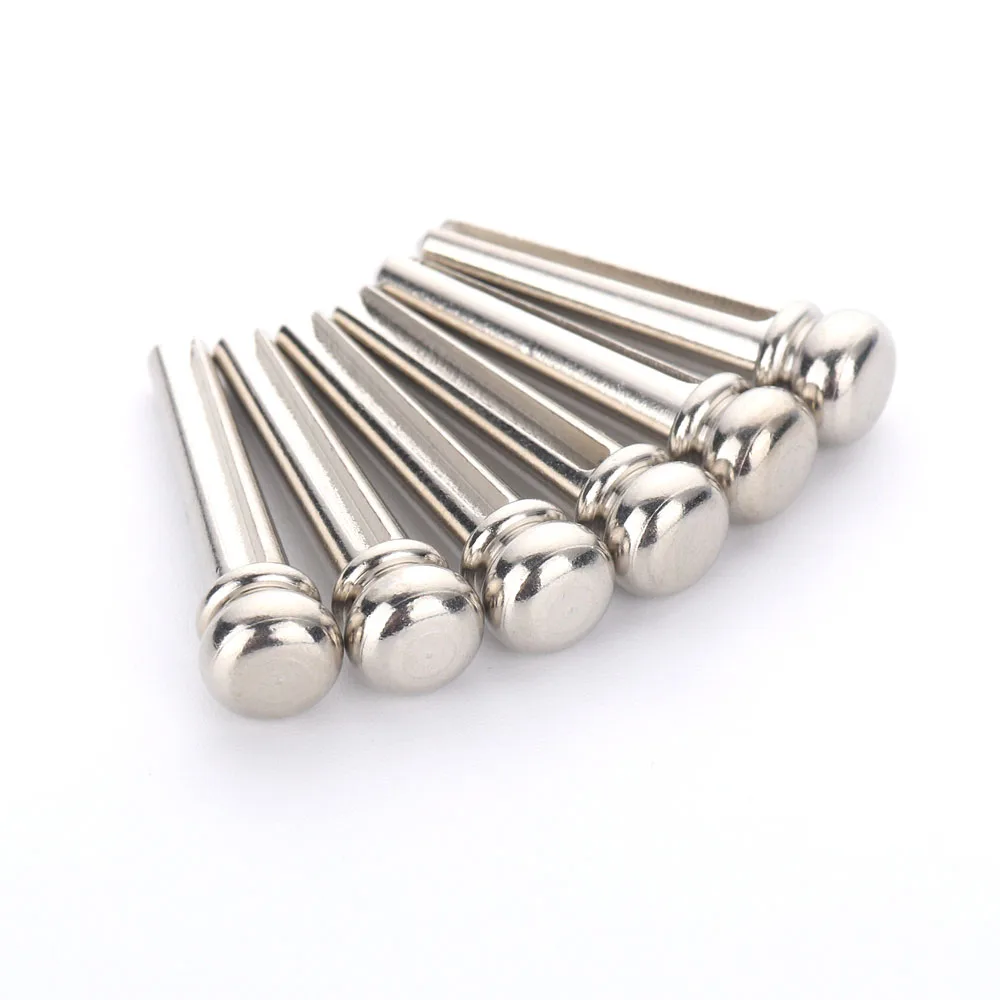 6pcs Guitar Bridge Pins Metal Brass Endpin 6 String Pegs Pins for Acoustic Guitar