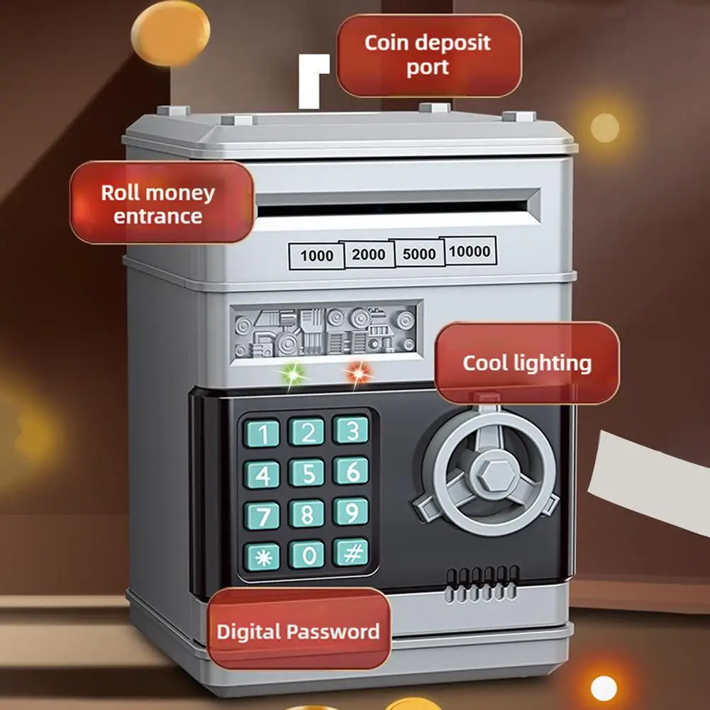 自動貯金箱 ミニ金庫 コイン 現金貯金箱 パスワードカウンターコード キーロック コインバンク ATM パスワード貯金箱