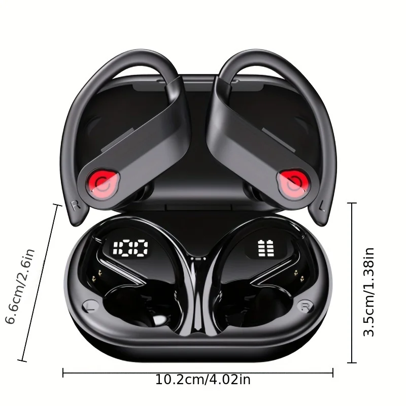 

True Wireless Stereo Earbuds, TWS Earhook Earphones, Waterproof Sport Headset, in Ear Headphones with Charging Case