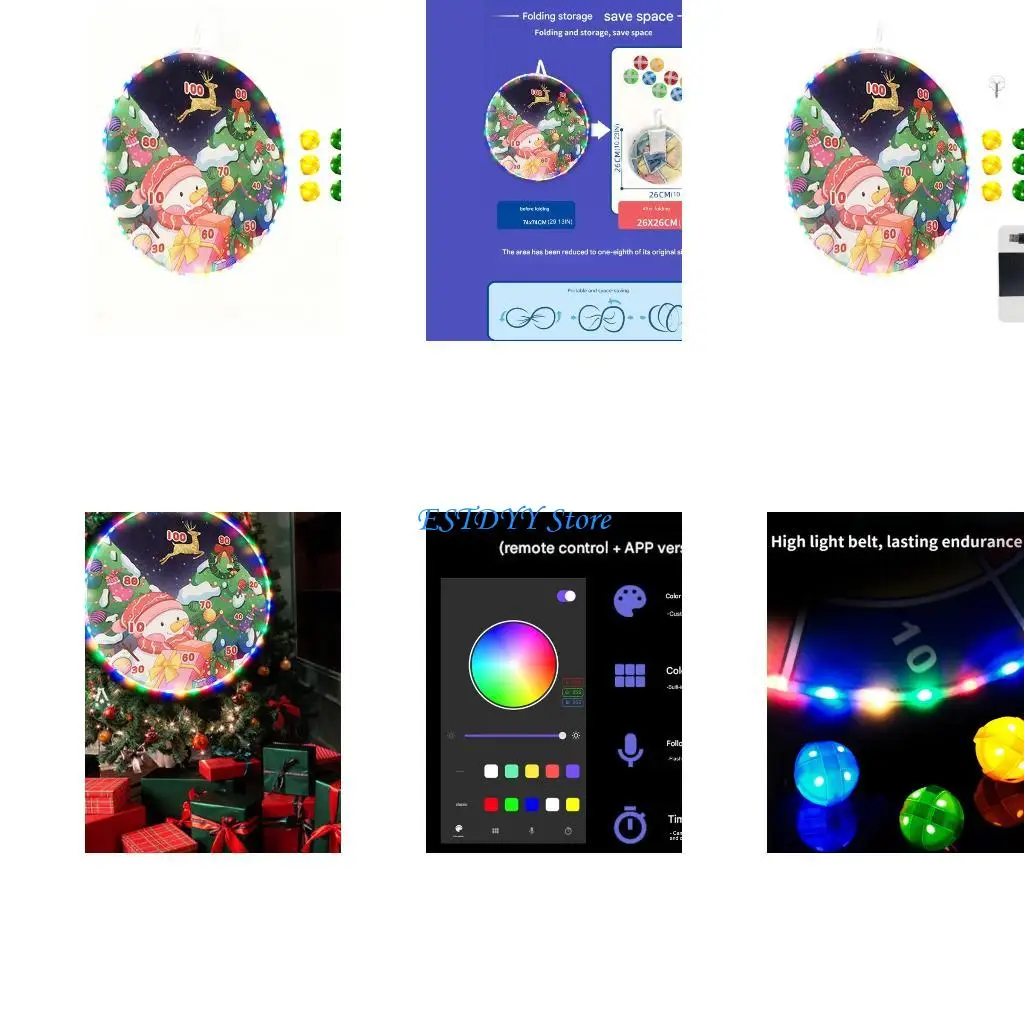 

G6DE Christmas Kids' Gift: Light-Up Adhesive Ball Play Board – Family Christmas Throwing Game Toy