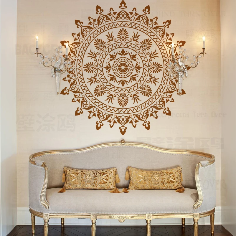 70cm - 110cm Stencil Decor For Painting Wall Decorative Plaster Template To Paint Big Giant Mandala Round Flower Lotus S280