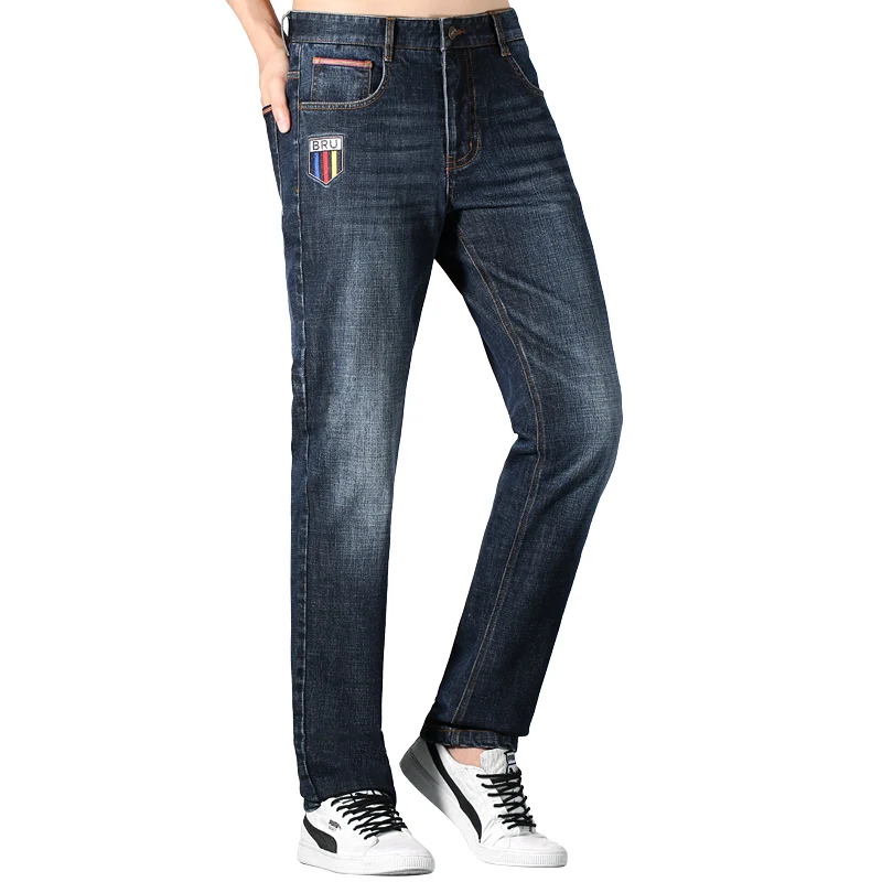 New Luxury Designer Mens Jeans Bruce&Shark  Jeans for Men Winter Warm Cotton Straight Loose Super Quality  Big Size 42  Business