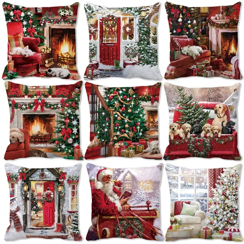 

New Years Gifts Christmas Ornaments Pillow Cases Merry Christmas Home Decorations Christmas Cushion Covers