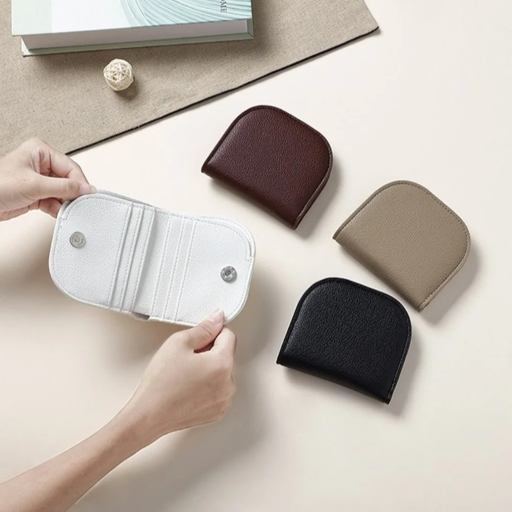 Простой короткий кошелек на молнии в корейском стиле, мини-кошелек для монет с несколькими картами, однотонный держатель для карт из искусственной кожи, подарок