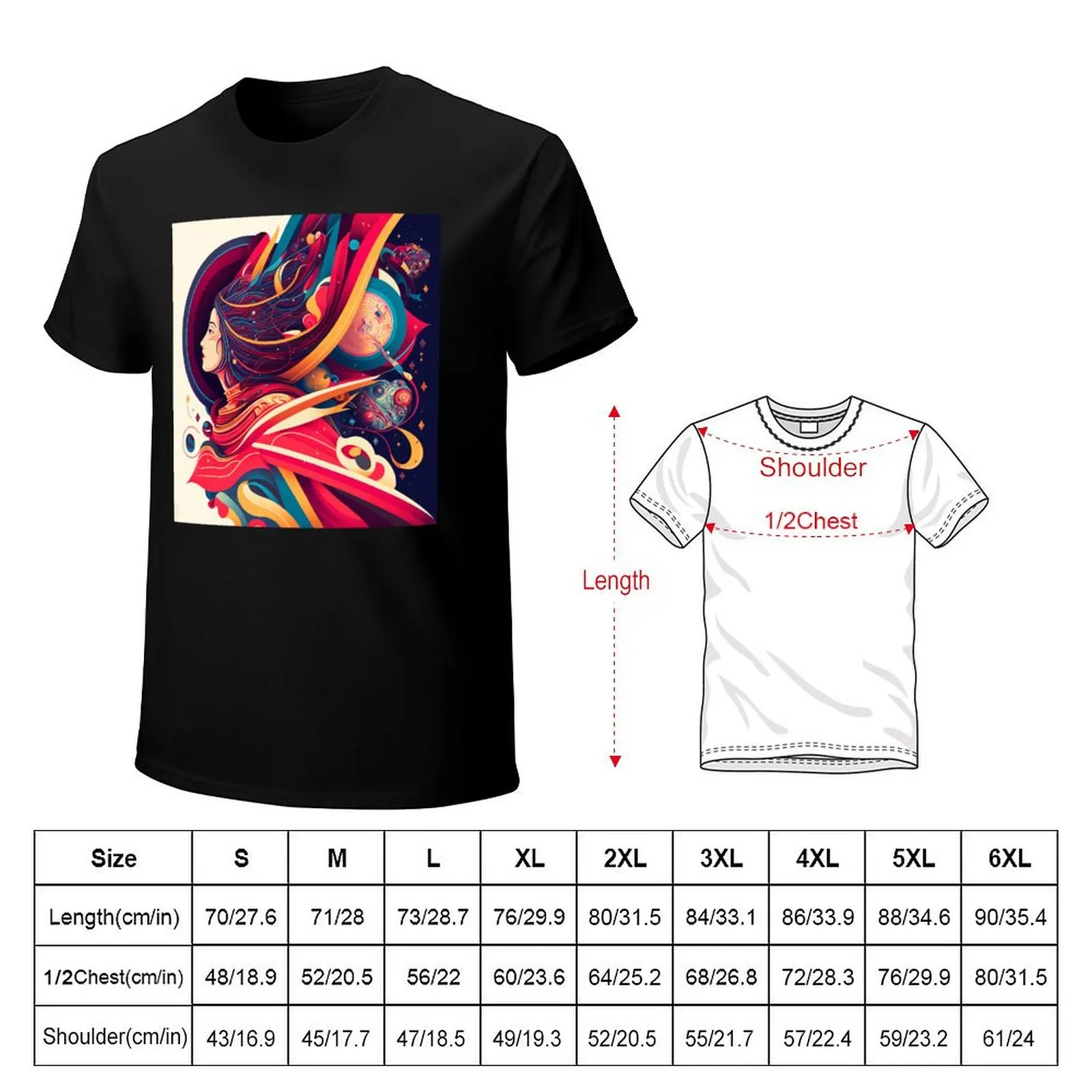 Female Artist Abstract Painting T-Shirt Large Size Basic Casual T-Shirt
