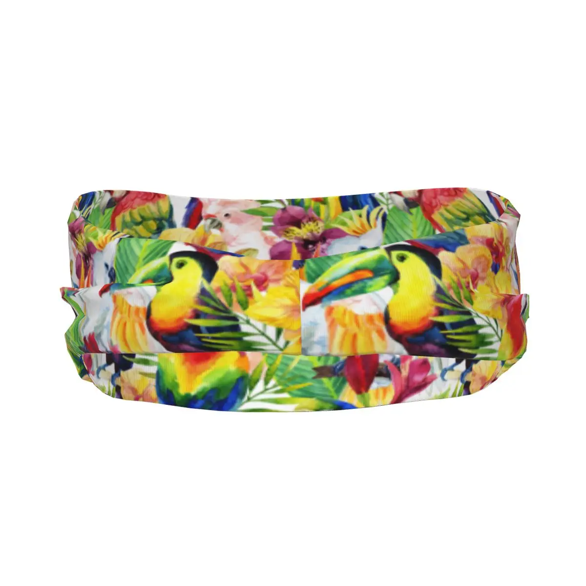 Sports Sweatband Breathable Headband Sweat Hair Head Band Watercolor Parrots With Tropical Flowers Yoga Headband