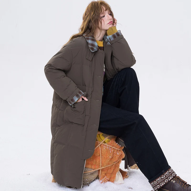 معطف ELFSACK كاجوال بسيط مع طية صدر السترة مخطط Preppy للنساء