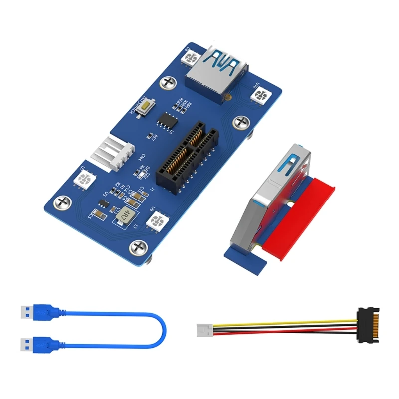 

PCIE 1X Male to Female Adapter Card LED Lighting Included 90 Degree Adapter Improve Hardware Expansion Reasonable Use