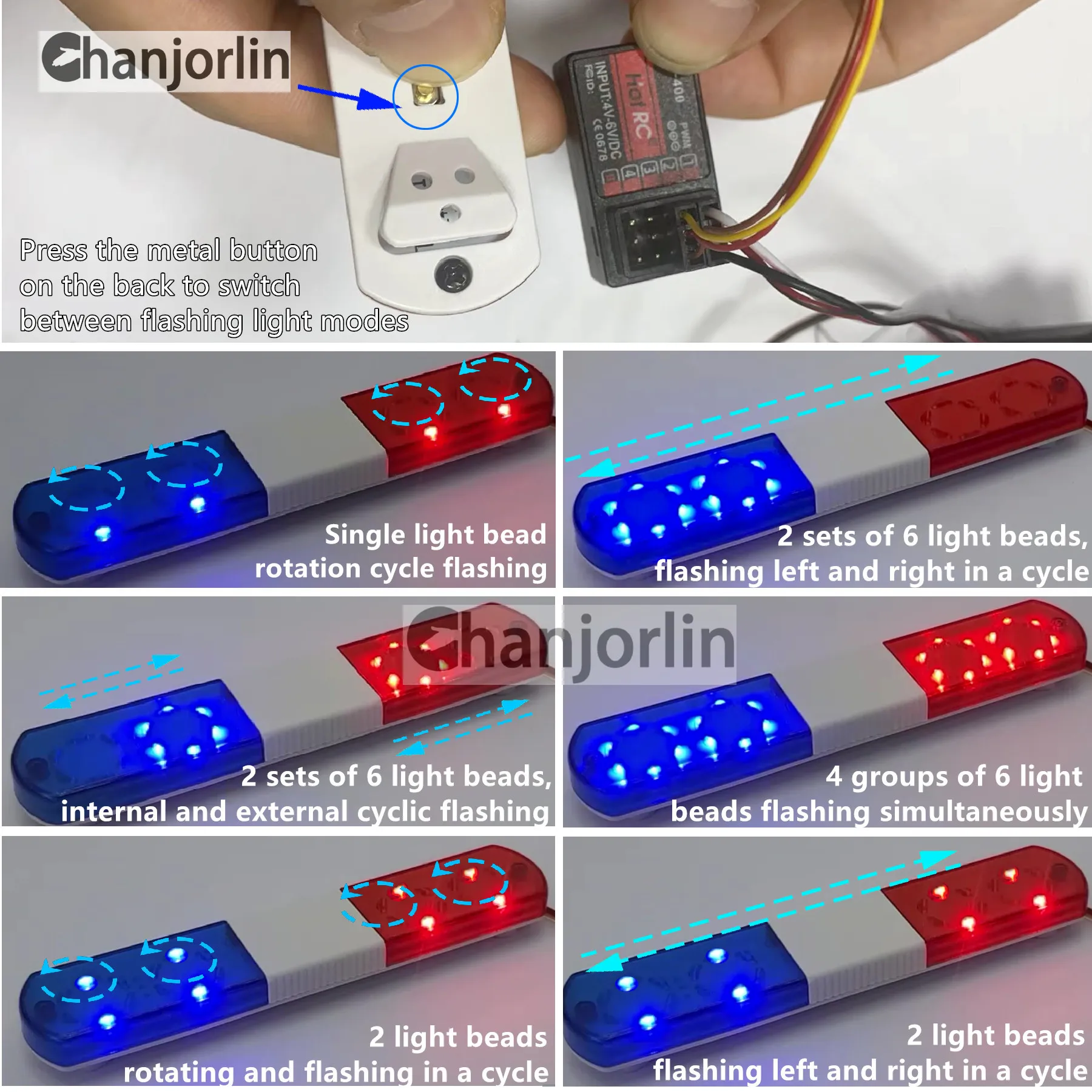 1:8 1:10 RCカー Axial HSP HPI キョウショウ タミヤ SCX10 D90 アップグレードパーツ用 ポリス フラッシュ LEDライト 警報灯 アクセサリー