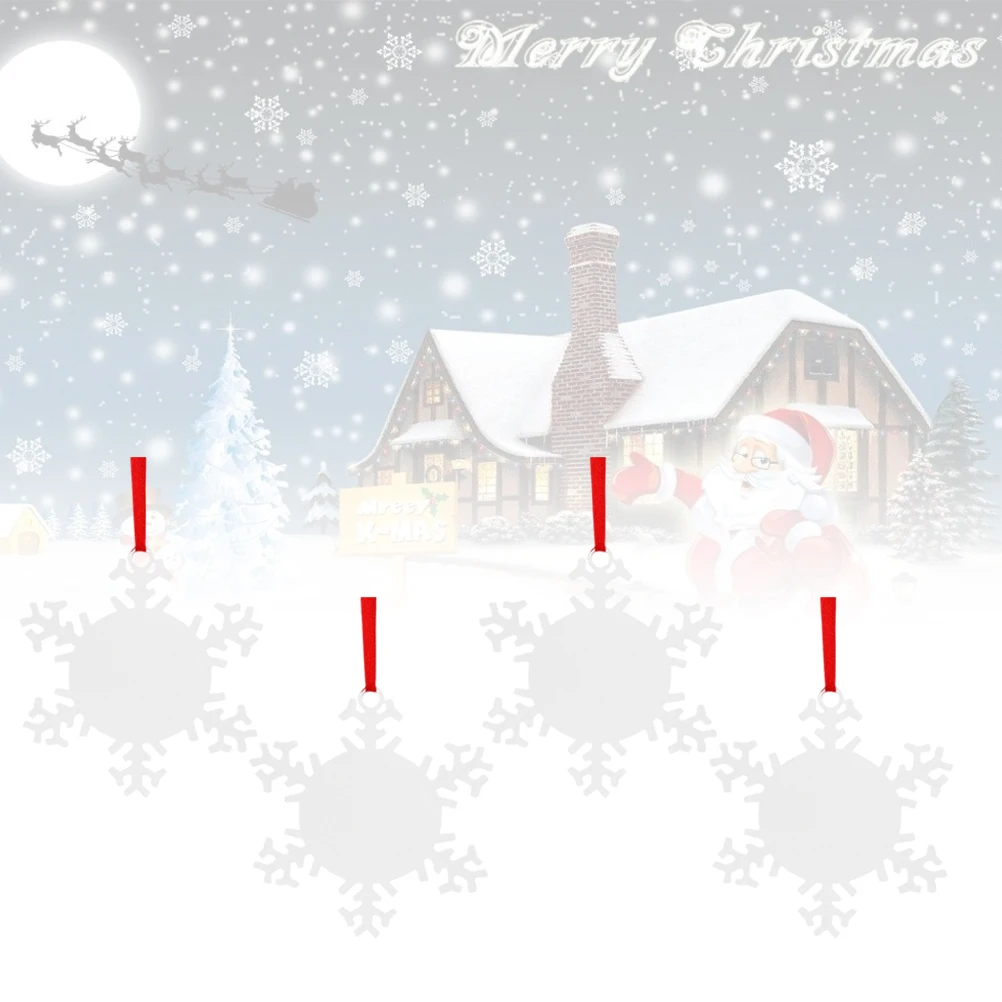 

10Pcs Christmas Decoration Snowflake Pendant Wooden Hanging Ornament Double-Sided Heat Transfer Printing Perfect for Tree Party