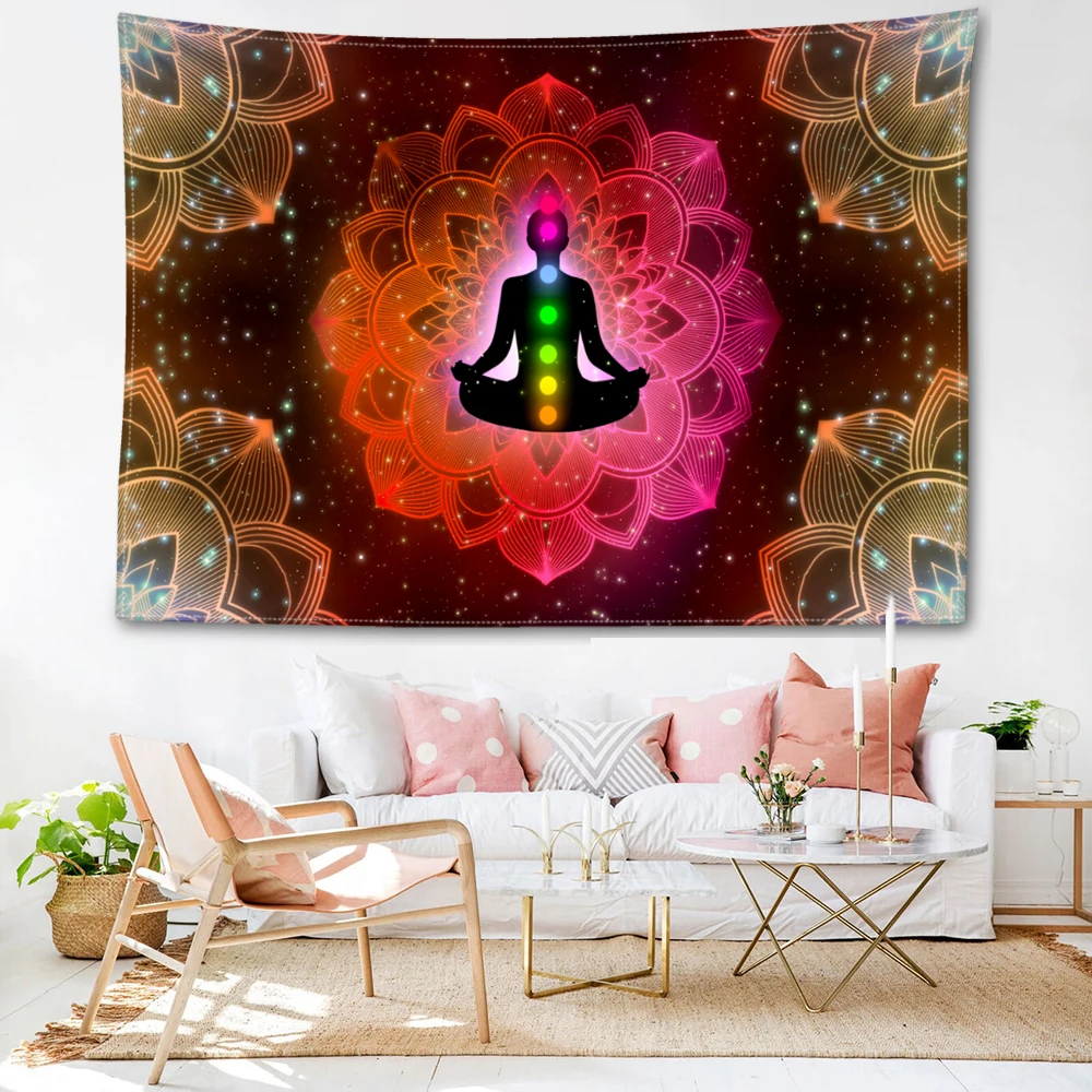 Seven Chakras Meditation Mandala Printed Tapestry Decoration Tapestry Wall Hanging Art Wall Hanging Decoration