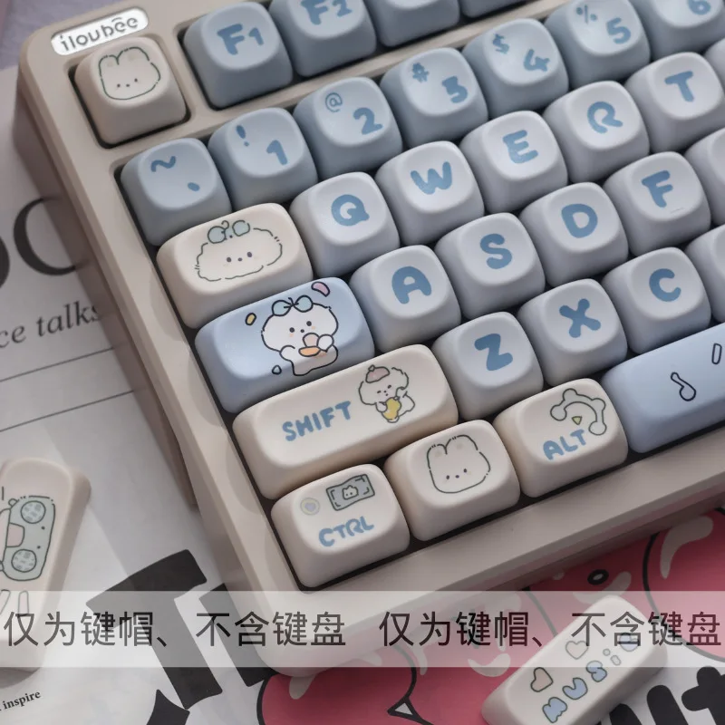 Cute puppy keycap MOA height PBT keycap five-sided hot sublimation cute customized personality full set of keycaps