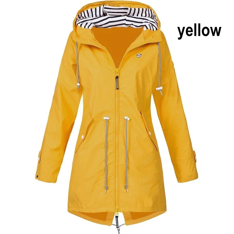 5 Colors Women Outdoor Waterproof Rain Jacket Casual Loose Hooded Windproof Windbreaker Climbing Coats For All Seasons