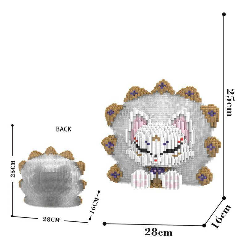 Nine-tail fox puzzle building blocks 3D three-dimensional toy gift Chinese mythology animation image cute animal creative DIY