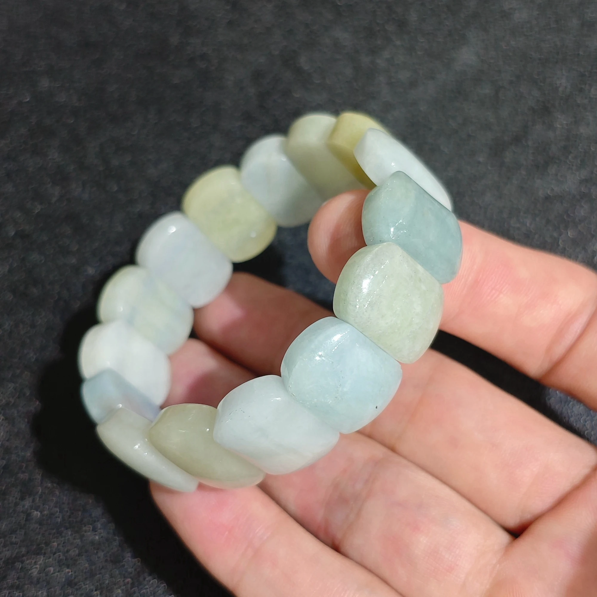 Natural Aquamarine Bracelet Gemstone Large Nugget Pebble Beads Pastel Blue Bangle Cuff Crystal Jewelry Supply 1 Piece
