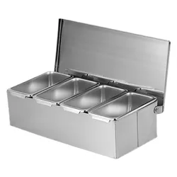 Stainless Steel Seasoning Box 4 Compartment Trays Large Capacity Storage Seasoning Case for Kitchen