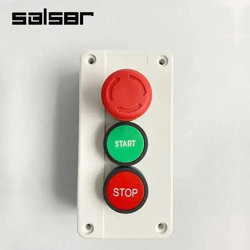 Start Stop NC Emergency Stop NO Red Green Control Electric Circuit 600V 10A OFF-ON-OFF Flat Push Button Switch