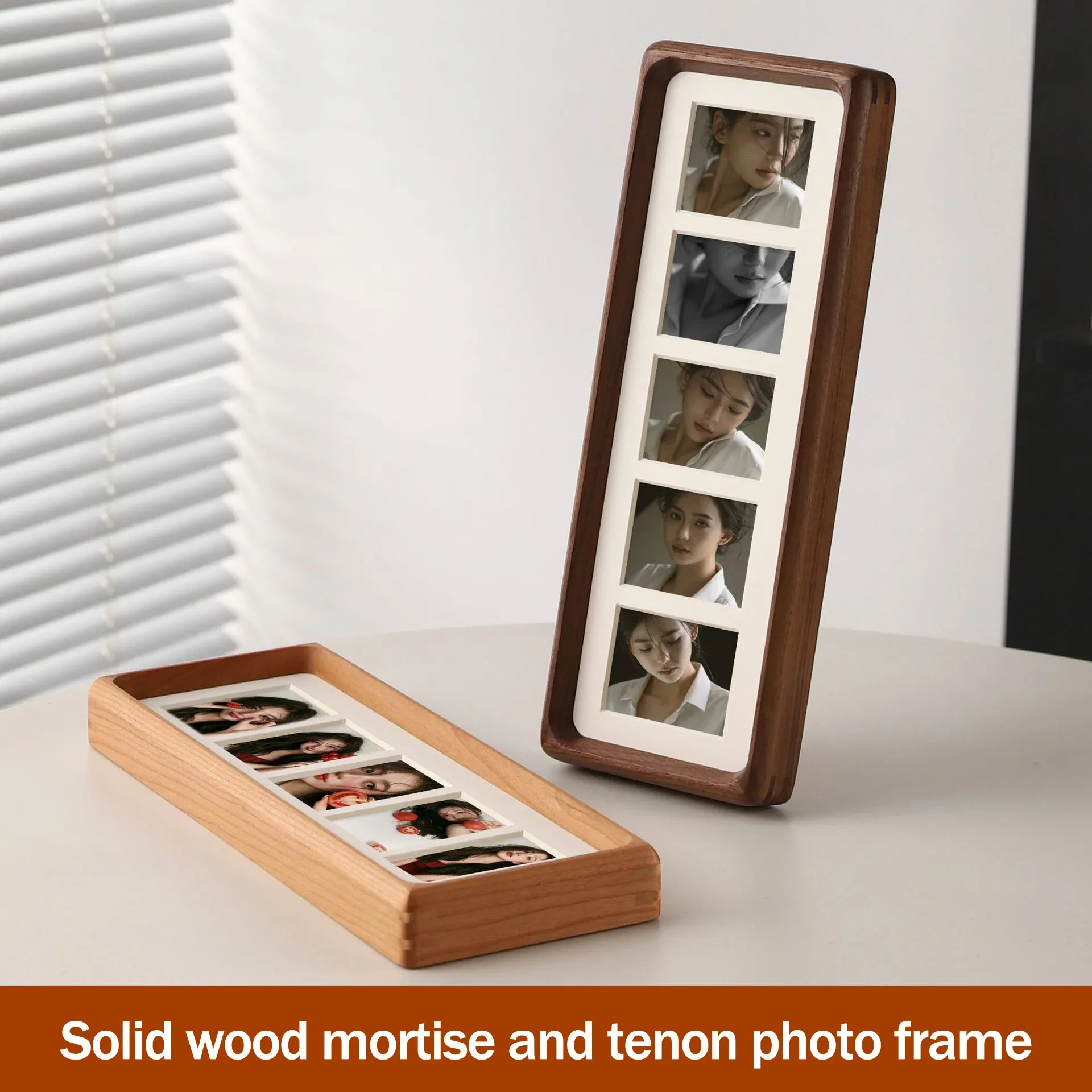 Black Walnut Photo Frame High-Quality Teak/Cherry Wood/Beech Mortise and Tenon Five-hole Picture Frame Display Stand Home Decor
