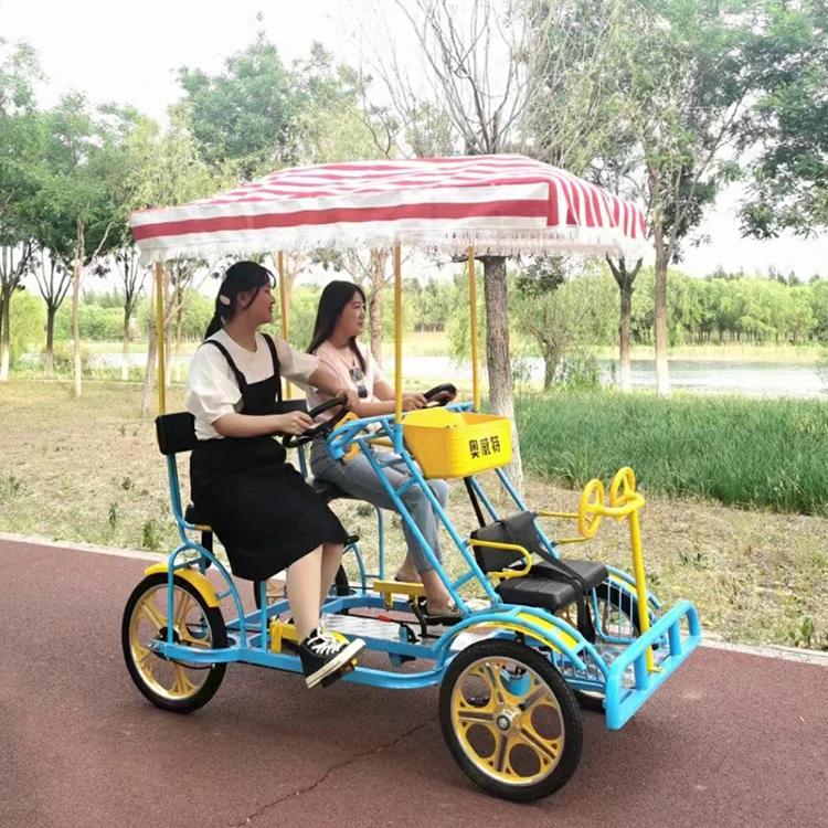 

Park Seaside Cycling Fashion Family 4 Wheel Pedal Bike Adult Pedal Car Couple Fun Surrey Bike Tandem Bicycle for Sale