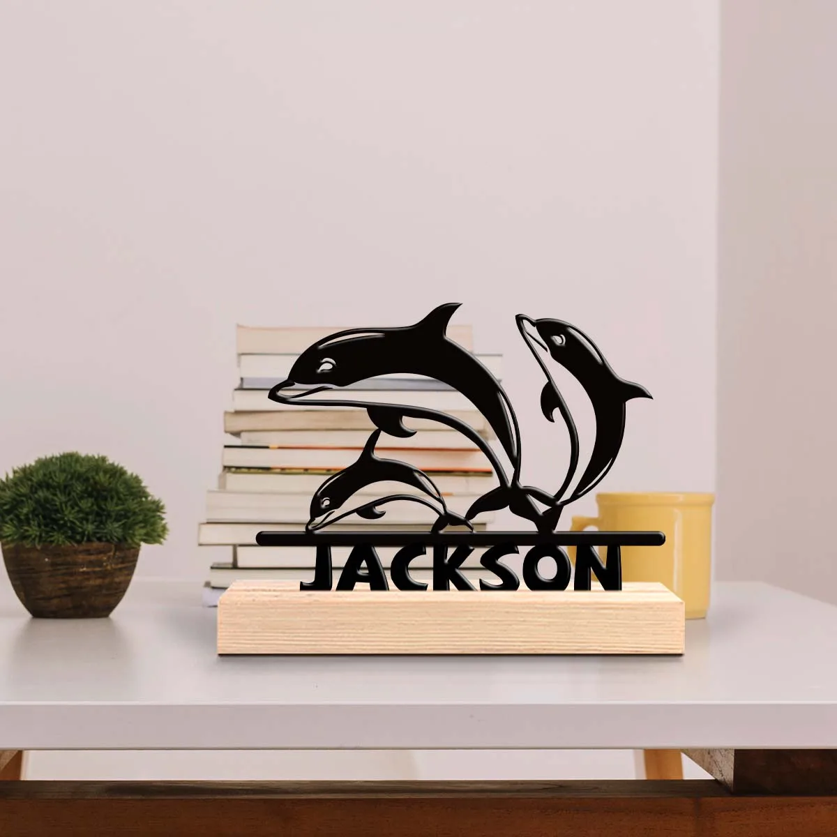 1pc Fashionable Personalized Custom Metal Statue Custom Name With Wooden Base Festival Ornaments and Decorations