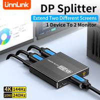 Unnlink DisplayPort Splitter 1x2 UHD 4K 144Hz DP Splitter MST Hub With Audio For 1 Device PC Laptop Assigned To Dual TV Monitor