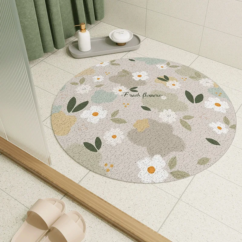 New non-slip round bathroom mat absorbent shower room door mat children fan-shaped foot mat