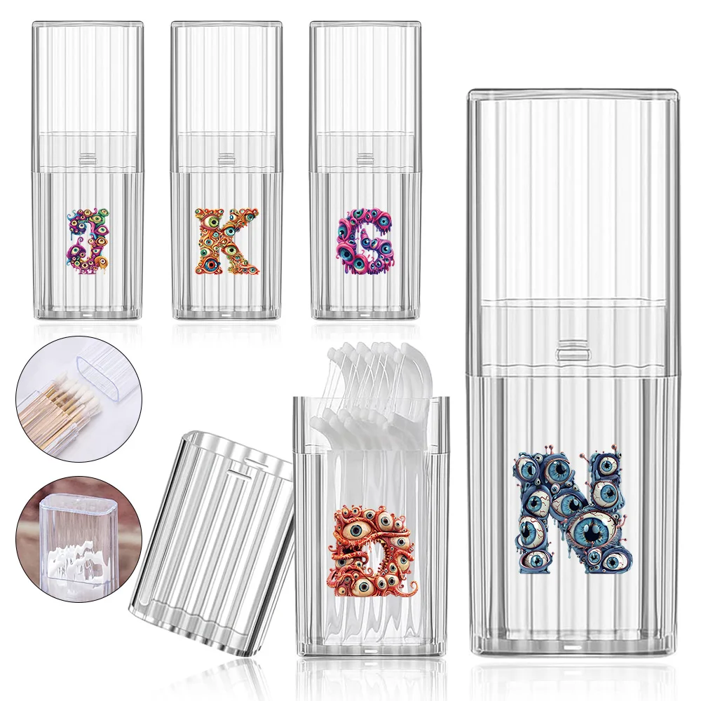 

Portable Dental Floss Organizer Pocket Toothpick Box Lightweight Cotton Swab Case Eyelets Initial Name 26 Letters Pattern