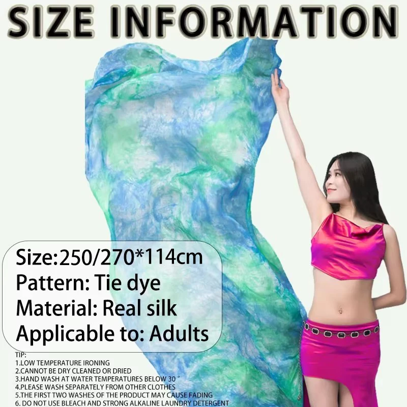 Kleur Maat Aangepast Volwassen Dames Buikdans Zijden Sluier Tie Geverfd Zijde Kleurverloop Kinderen Buikdans Oefensluier