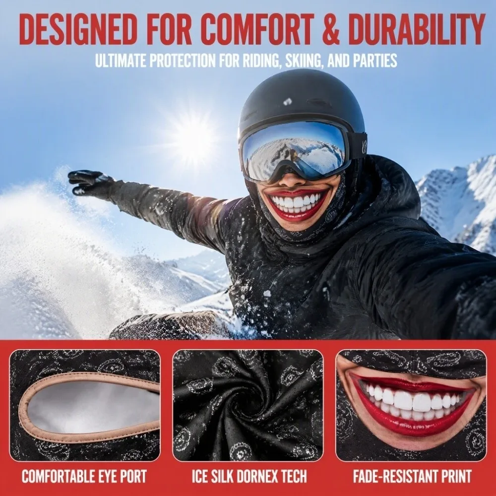 Unisex Size Funny Prank Mask 3D Print Funny Motorcycle Ski Face Mask Windproof Breathable Motorcycle Riding Mask Cosplay