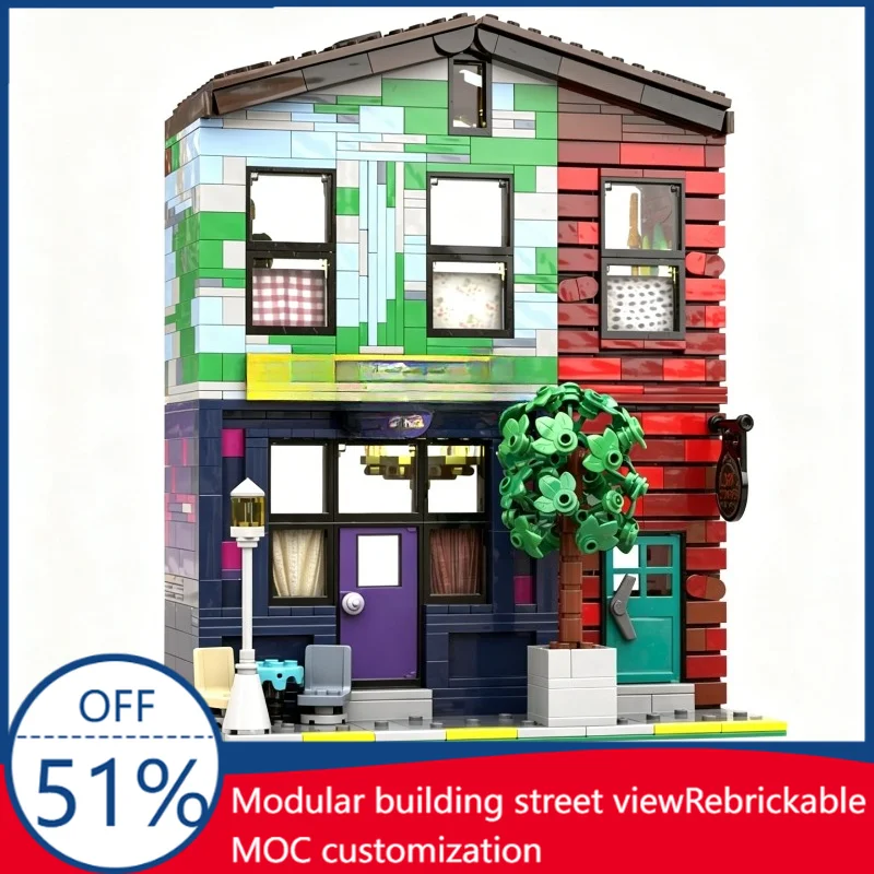 1288Pcs Lady Fingerz Cafe Custom Building Blocks City Modular Cafe Scene Model Educational Assembly Toy For Collectors Xmas Gift
