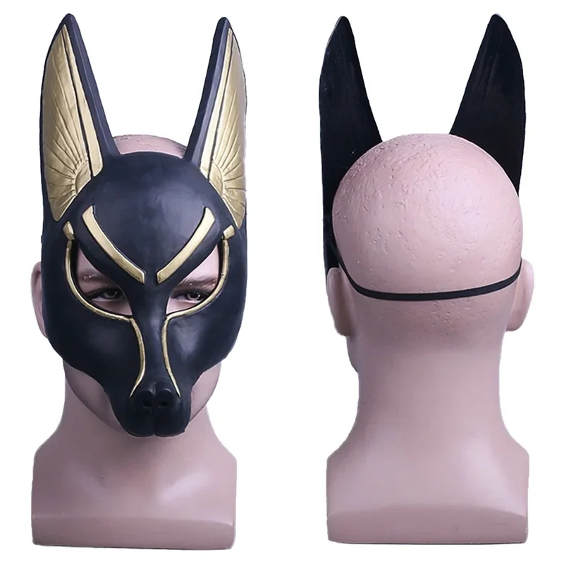 Anubis Cosplay Fantasy PVC Maske Horror Ägyptische Götter Rollenspiel Fantasia Requisiten Maskerade Kopfbedeckung Erwachsene Männer Kostüm Zubehör