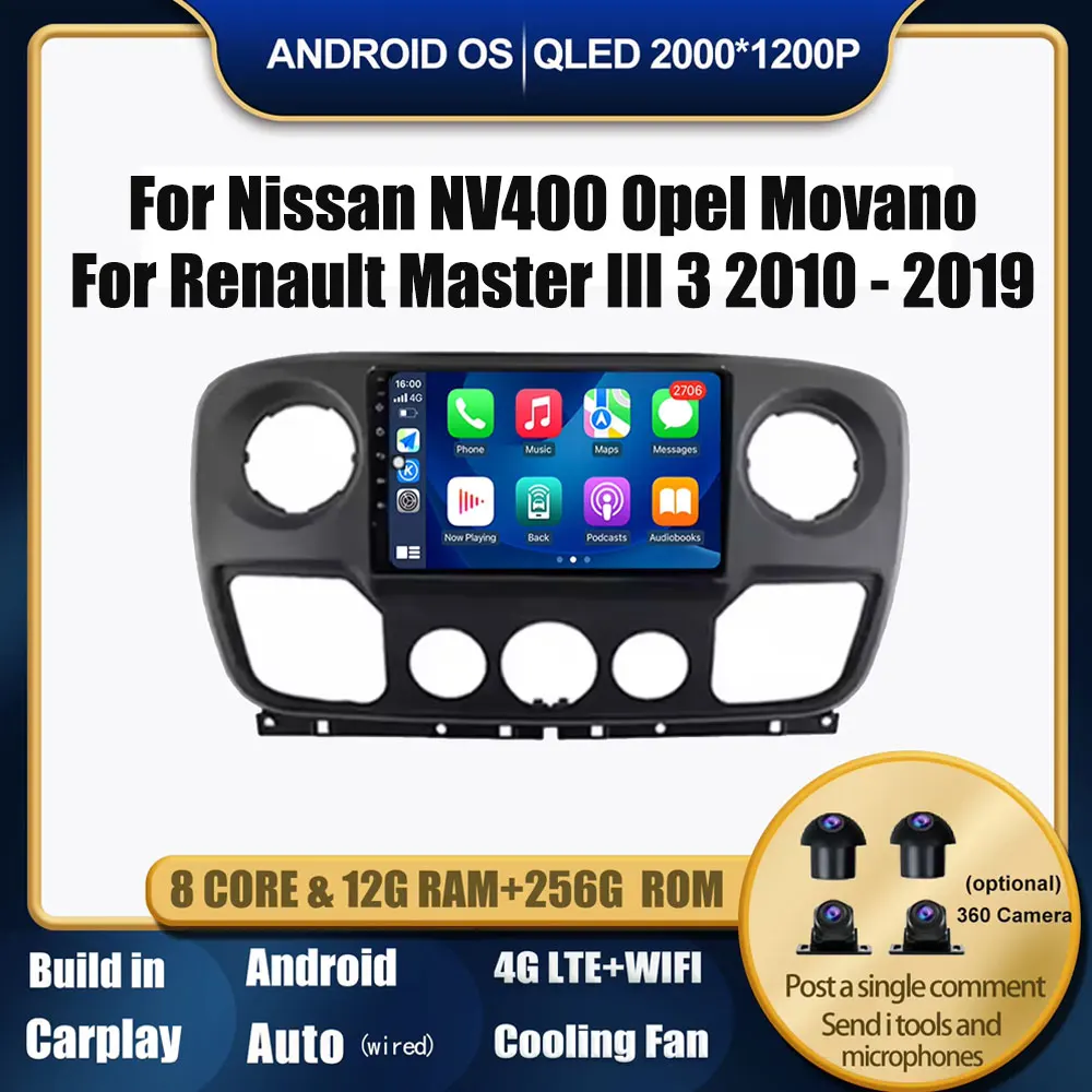 

10“Android 14 For Nissan NV400 Opel Movano For Renault Master III 3 2010 - 2019 Car Multimedia Radio Player Wireless Carplay GPS