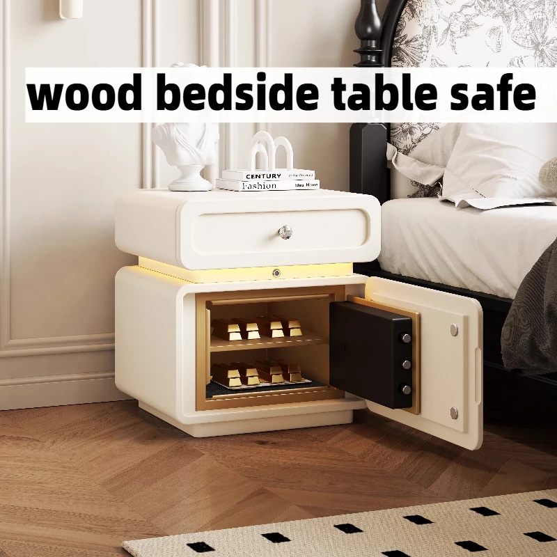 House French Bedside Table Safe Modern Lamp Organizer Nordic Storage White Nightstands Interior Bedroom Decor Home Furniture
