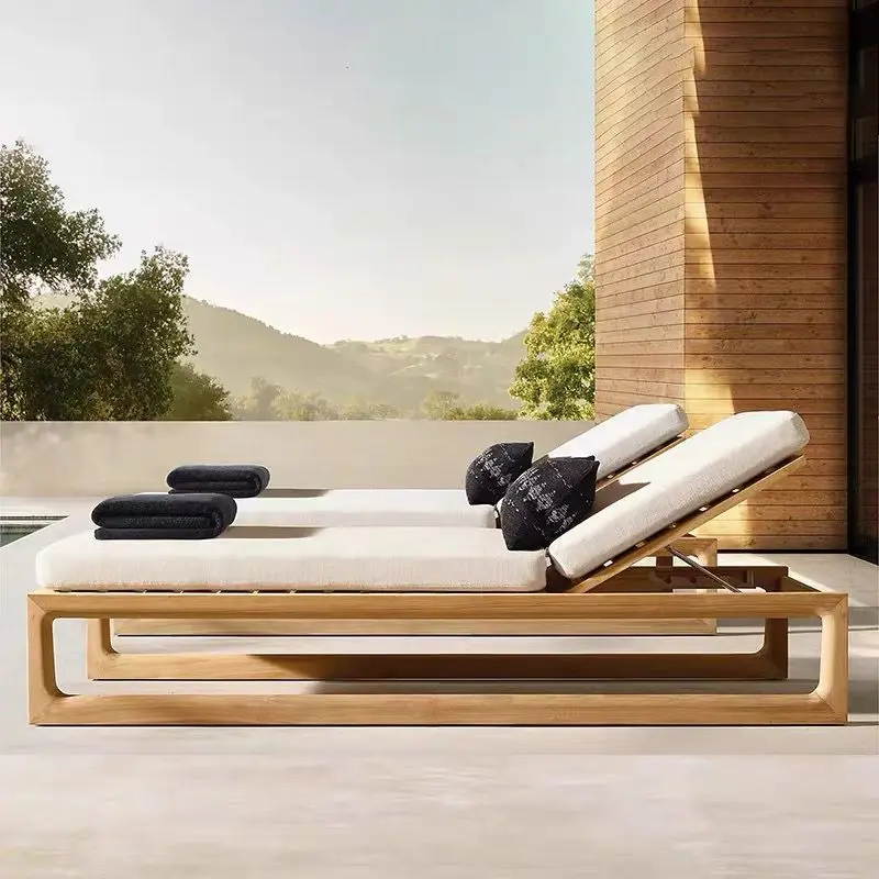 Customizable Outdoor Solid Wood Bed Beach Chairs