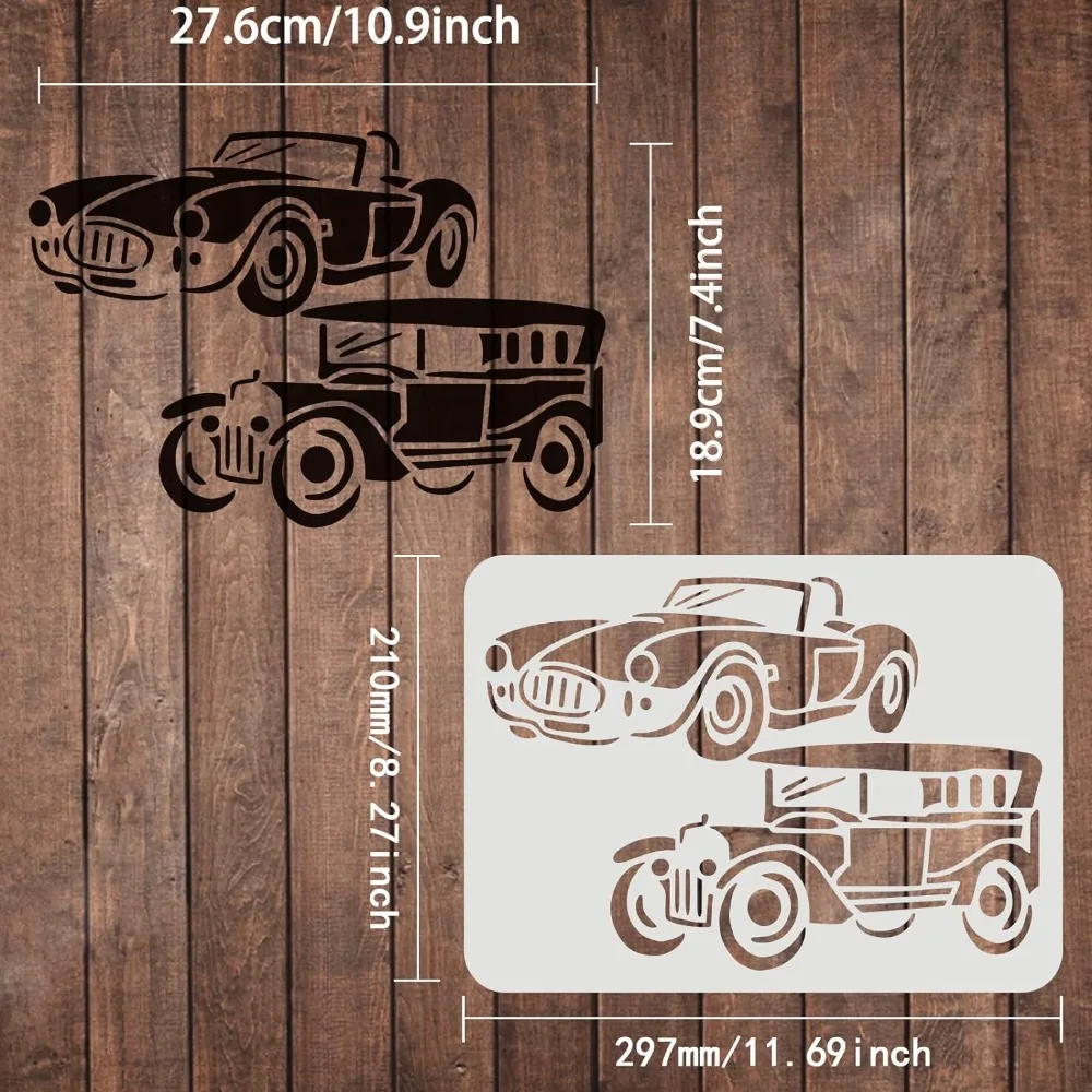 Stencil per auto 11.7x8.3 pollici Stencil per auto sportive modello di pittura Roadster riutilizzabile per la decorazione di auto classiche che disegnano Stencil Car