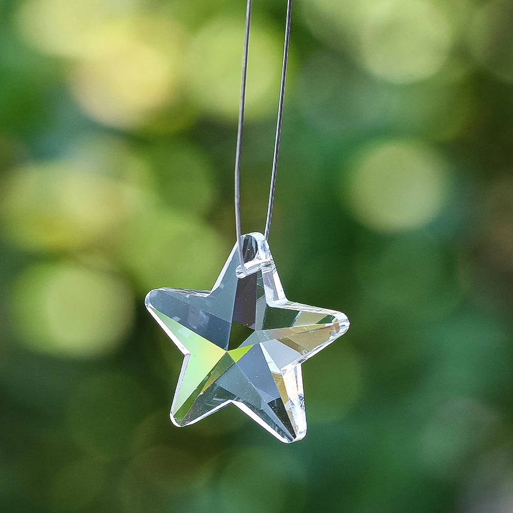 2pcs 30mm Crystal Star Beads DIY Suncatcher Prism Parts Pendant Garden Hanging Decor Charms for Jewelry Making Earring Necklaces